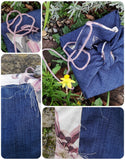 Fabric Gift Wrap Size M, partially hand stitched, with strings attached, reusable